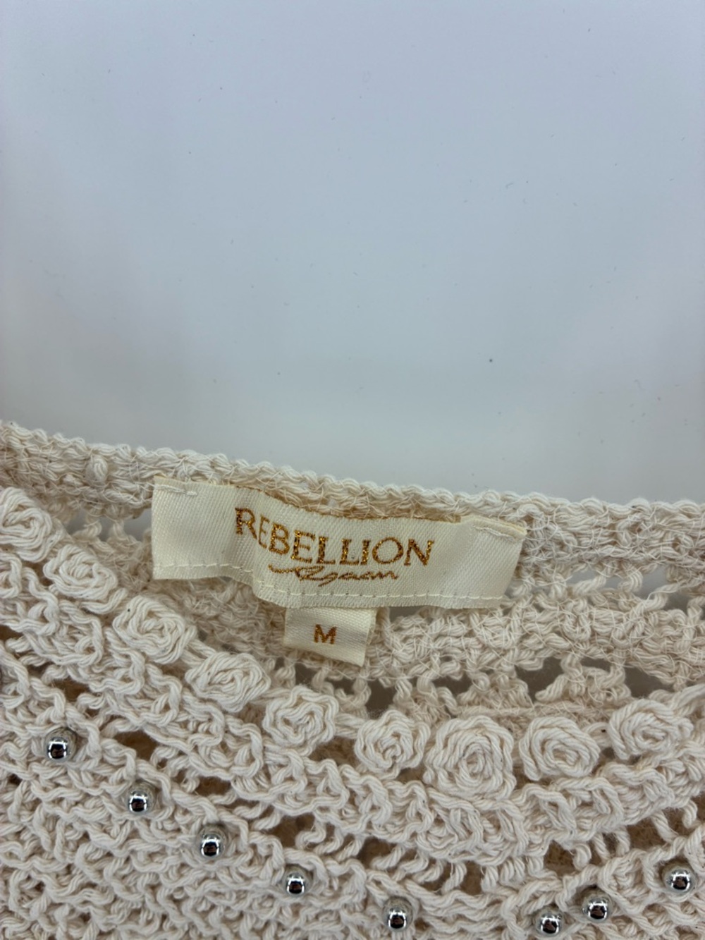 Crochet Crochet Crop Tank Top in Cream - Picture 3 of 8